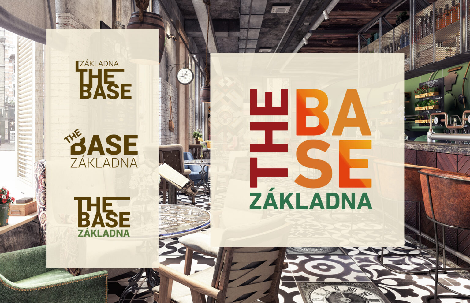 The Base logodizajn reštaurácie. Farebné verzie loga.