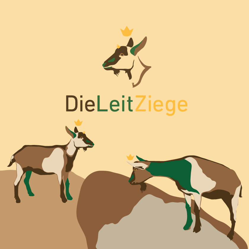 Die Leitziege Logodesign. Vektorová kresba kozy.